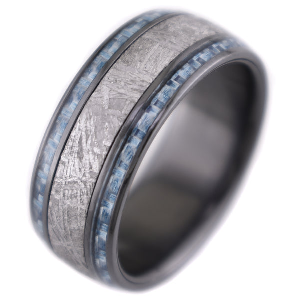 Black Zirconium with Meteorite and Twin Light Blue Carbon Fiber
