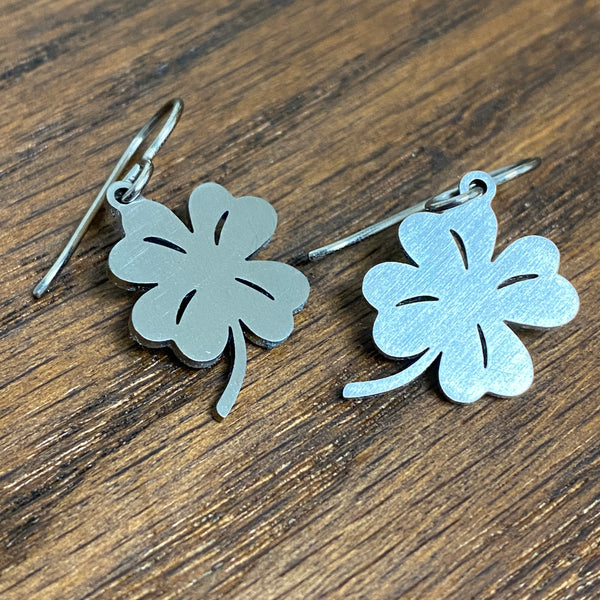 Titanium Four Leaf Clover Earrings