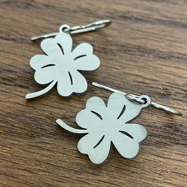 Titanium Four Leaf Clover Earrings