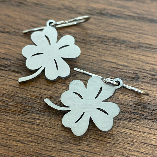 Titanium Four Leaf Clover Earrings