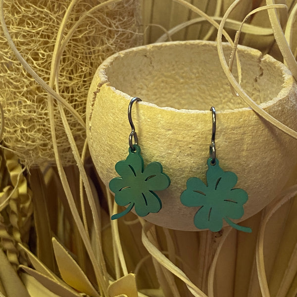Titanium Four Leaf Clover Earrings