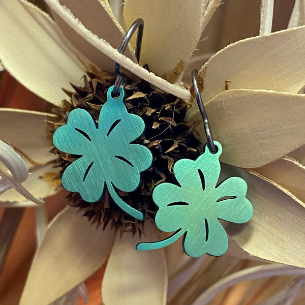 Titanium Four Leaf Clover Earrings