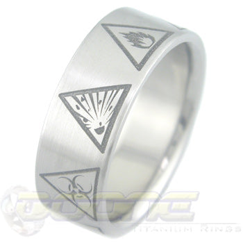 ddanger emblems laser engraved on titanium ring