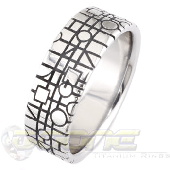 Contemporary Pattern Titanium Ring