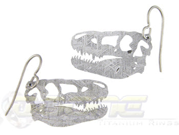 meteorite Tyrannosaurus Rex dinosaur head dangle earrings