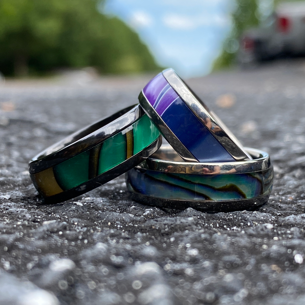Acrylic Inlay Series – Boone Titanium Rings