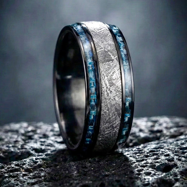 Meteorite with Twin Light Blue Carbon Fiber