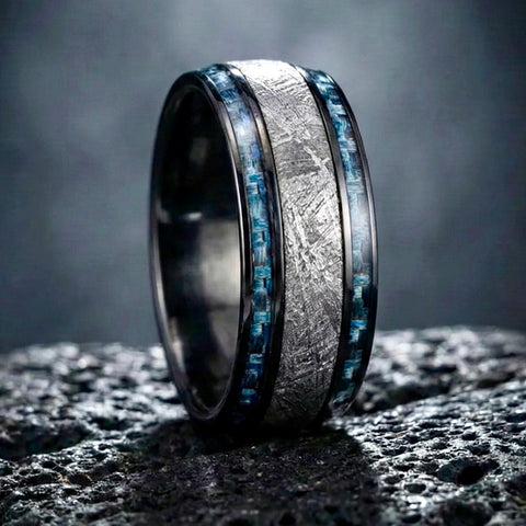 Black Zirconium with Meteorite and Twin Light Blue Carbon Fiber