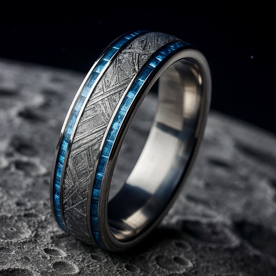 Meteorite with Twin Light Blue Carbon Fiber