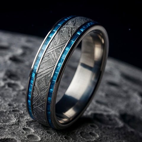 Meteorite with Twin Light Blue Carbon Fiber
