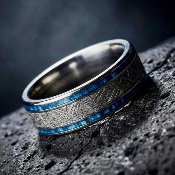 Meteorite with Twin Light Blue Carbon Fiber