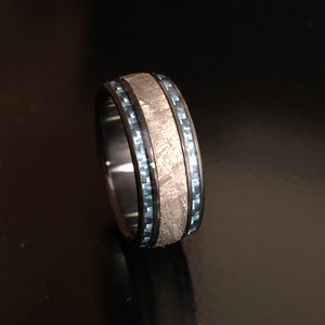 Black Zirconium with Meteorite and Twin Light Blue Carbon Fiber