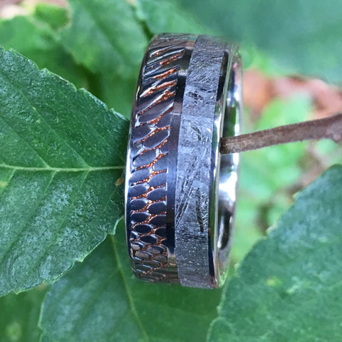 Titanium Flat with SuperConductor and Meteorite Inlays in 8mm Width