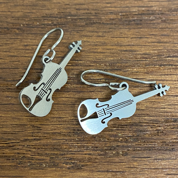 Titanium Violin Earrings