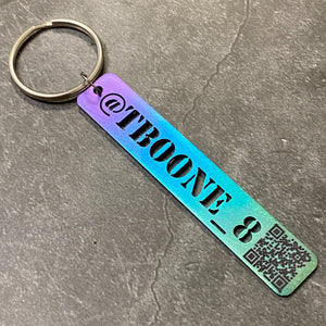 Titanium Custom Name and QR Code Keychain