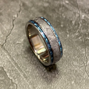 Meteorite with Twin Light Blue Carbon Fiber