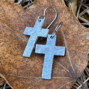 Meteorite Rugged Cross Earrings