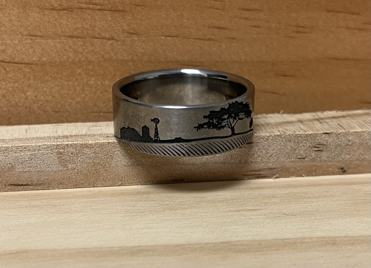 Farmer Tractor Scene Ring – Boone Titanium Rings