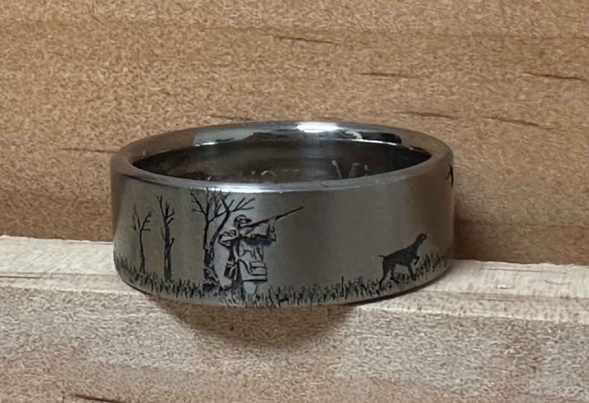 Pheasant Hunting Scene Ring – Boone Titanium Rings