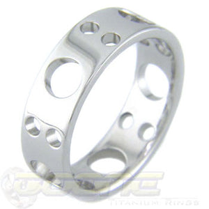 famous knife inspired bali design cut holes in a light weight  titanium ring