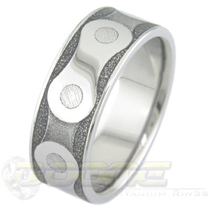 bicycle chain laser engraved titanium ring