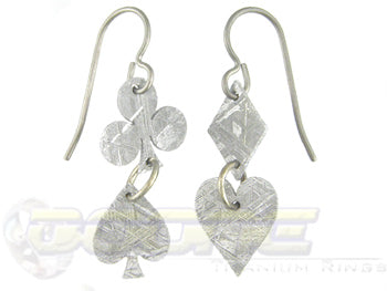 meteorite card suit dangle earrings