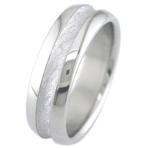 dome profile titanium ring with mid channel meteorite inlay