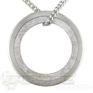 titanium and meteorite ring pendant
