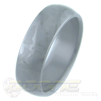 path design laser engraved on black zirconium ring with black on black motif known as stealth