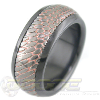 Etched SuperConductor Inlay in Black Zirconium Dome Ring in 8mm Width