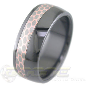 Offset SuperConductor Inlay in Black Zirconium Dome Ring in 8mm Width