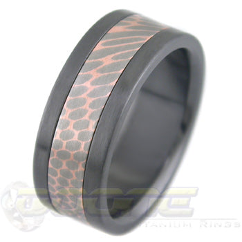 SuperConductor Inlay in Black Zirconium Flat Ring in 8mm Width