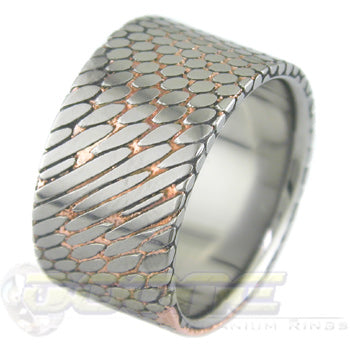 SuperConductor Flat Ring in 12mm Width Etched with Titanium Liner
