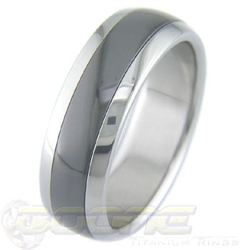 Titanium Ring with Black Zirconium Inlay
