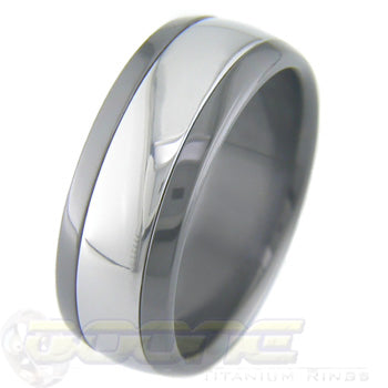 Black Zirconium Ring with Titanium Inlay
